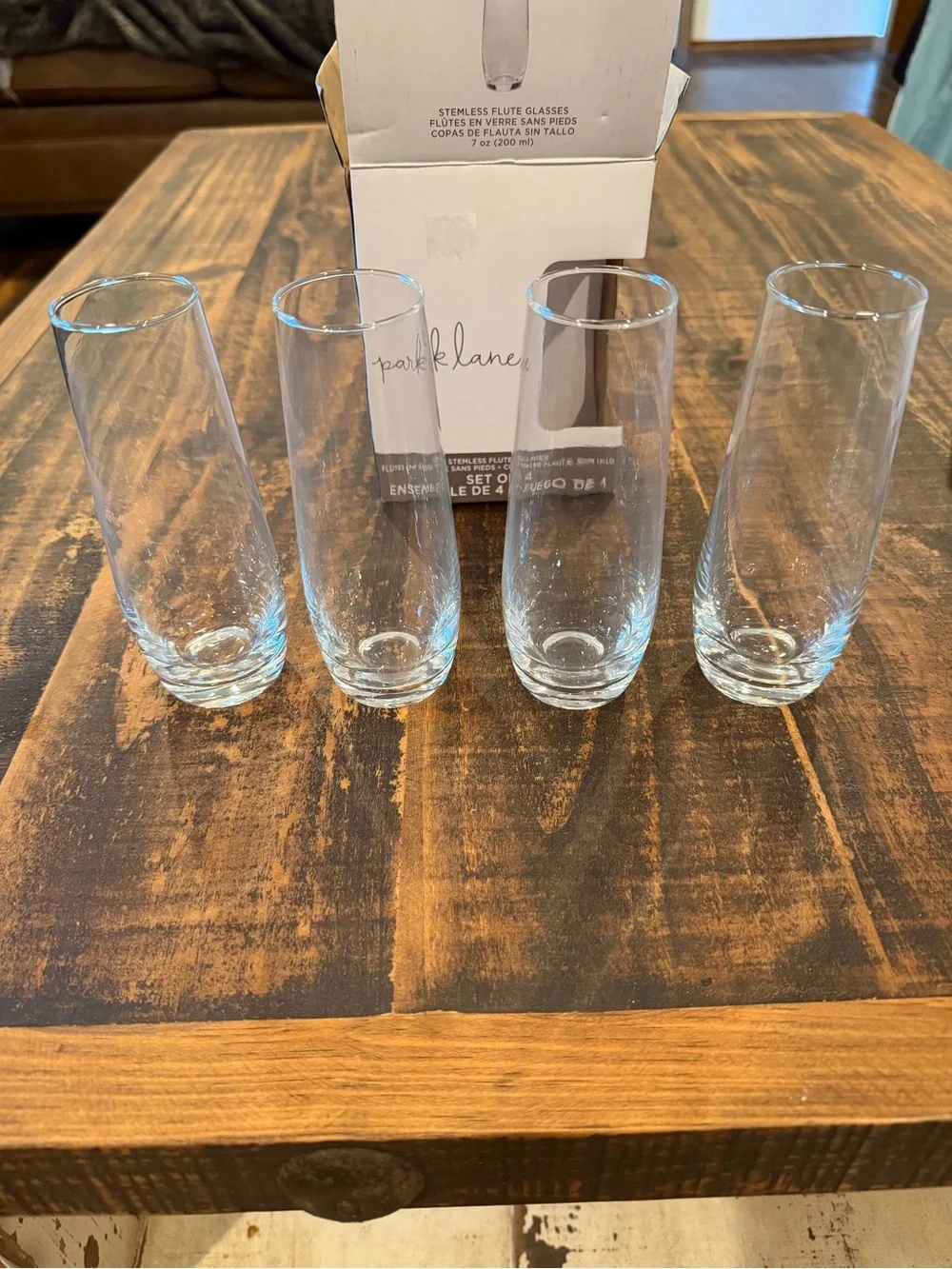 Park Lane White Stemless Flute Glasses Set of 4